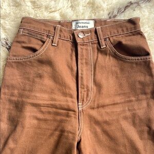 Reformation Women Straight Leg Jeans in Rust Brown